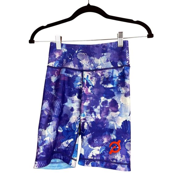 Peloton Wear It To Heart Set Womens Small Blue Purple Biker Shorts Sports Bra - Picture 2 of 13